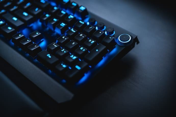 Teclado com led azul