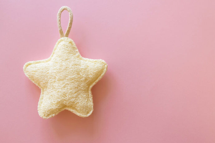 Esponja para banho vegetal em forma de estrela.