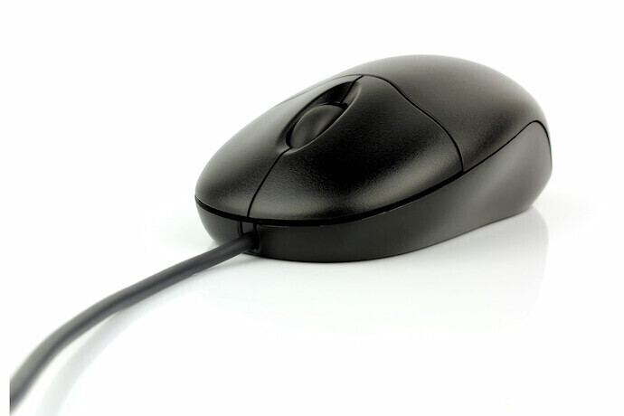 Mouse preto em fundo branco